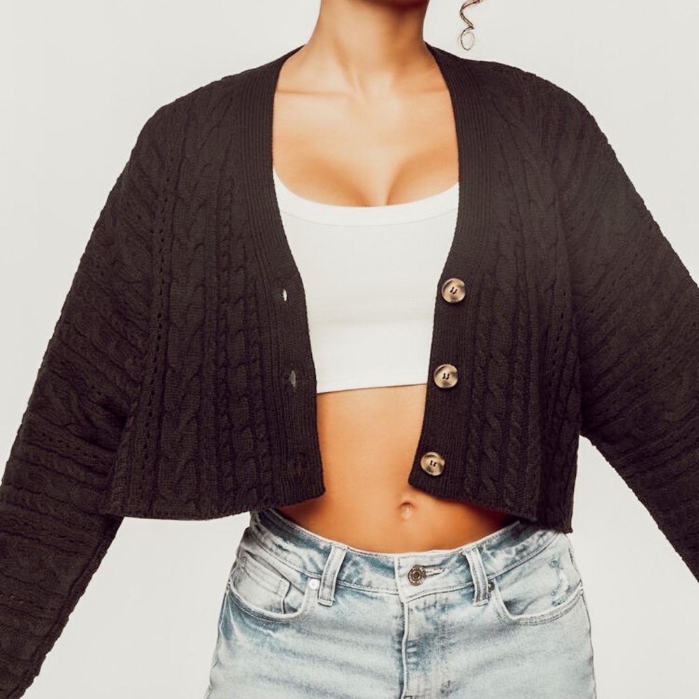 F21 Cable Knit Cardigan Sweater